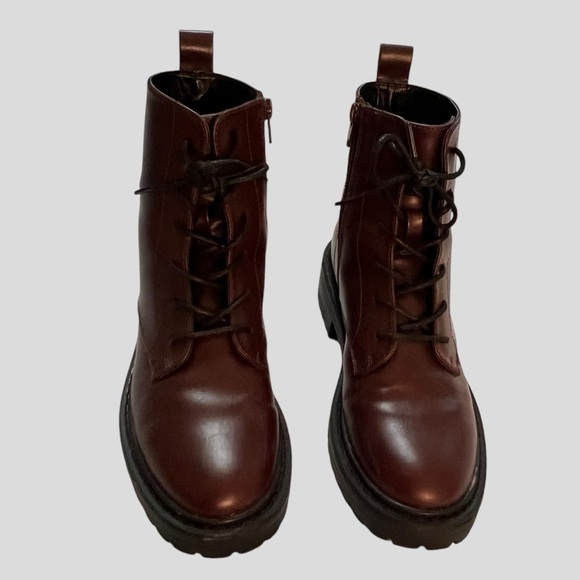 Only Women’s Combat Boots 6.5 Burgundy - Picture 2 of 16